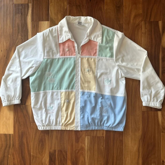 Vintage Alfred Dunner Seashell Windbreaker size 22W - Picture 1 of 4